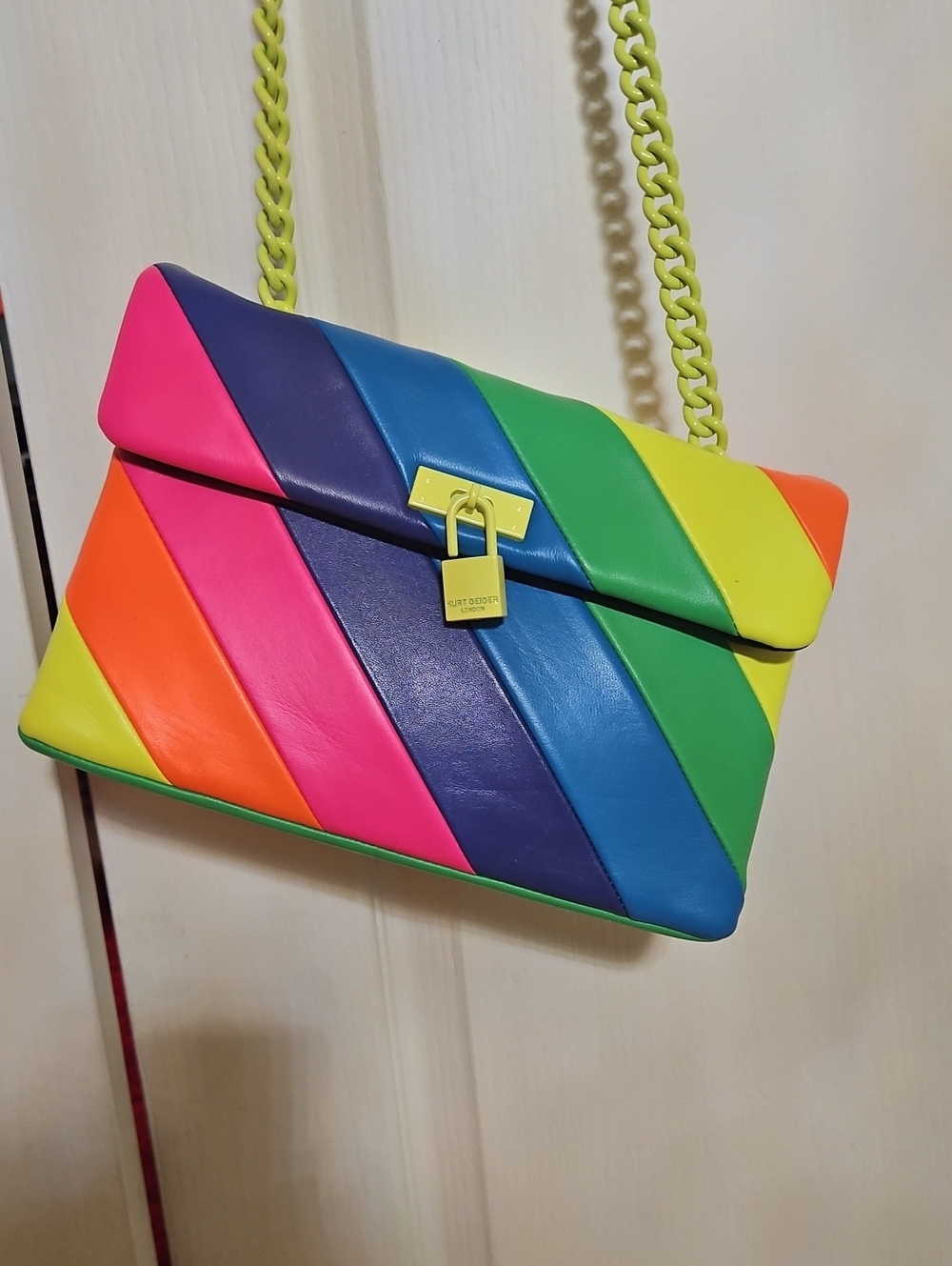New Rainbow Stripe Leather Shoulder Bag - Multicolor